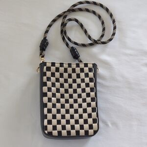 Universal Thread Black and Cream Woven Checker Crossbody